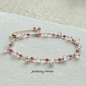 Pink tourmaline and rose quartz bracelet #1