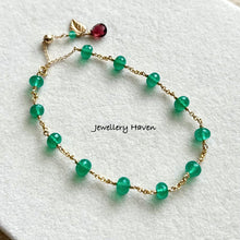 Load image into Gallery viewer, Green onyx bracelet 14k gold filled