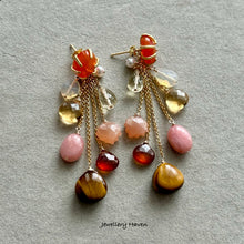 Load image into Gallery viewer, Pink opal, citrine, peach moonstone and Mexican fire opal studs earrings (detachable)