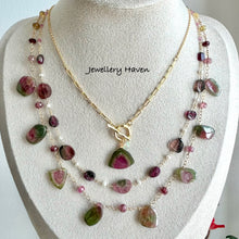 Laden Sie das Bild in den Galerie-Viewer, Watermelon tourmaline and pearl necklace