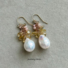 Charger l'image dans la galerie, Edison pearl, pink opal, champagne zircon earrings