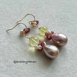 Pastel pink Edison pearl earrings