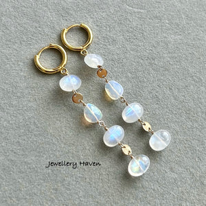 Rainbow moonstone earrings #1