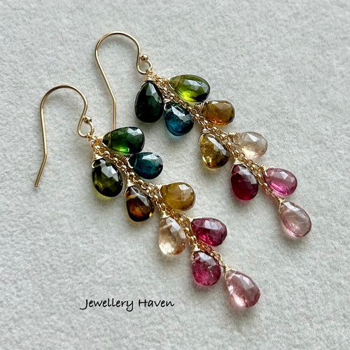 Tourmaline cascade earrings #1