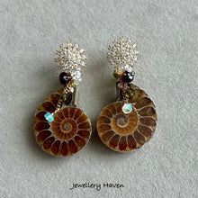 Load image into Gallery viewer, Ammonite CZ studs earrings