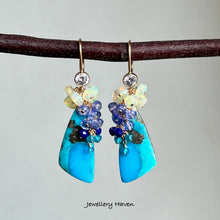 Carica l'immagine nel visualizzatore di Gallery, Turquoise, Ethiopian opal, tanzanite earrings