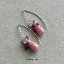 Load image into Gallery viewer, Rhodochrosite, ruby earrings (925 silver)