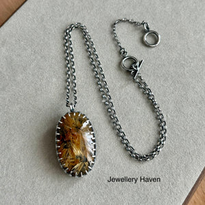 Star golden rutilated quartz pendant necklace