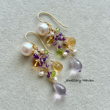 Load image into Gallery viewer, Summer wisteria detachable pearl gemstone earrings