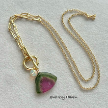 Load image into Gallery viewer, Reserved for E … Watermelon tourmaline toggle necklace