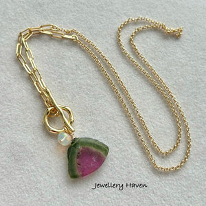 Reserved for E … Watermelon tourmaline toggle necklace