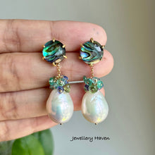Load image into Gallery viewer, Edison pearl and abalone shell stud earrings (detachable dangle)