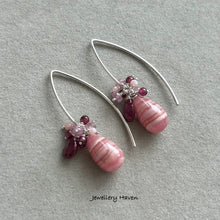 Load image into Gallery viewer, Rhodochrosite, ruby earrings (925 silver)