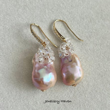 Charger l&#39;image dans la galerie, Blush lilac pink iridescence baroque pearl and moonstones earrings