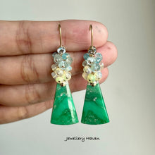 Laden Sie das Bild in den Galerie-Viewer, Variscite, aquamarine, Ethiopian opal earrings
