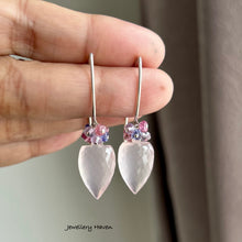 Cargar imagen en el visor de la galería, Rose quartz earrings (925 silver)
