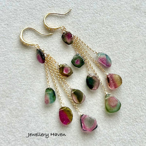 Watermelon tourmaline earrings