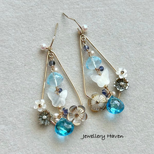 Blue topaz chandelier earrings