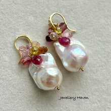 Load image into Gallery viewer, Ruby, baroque pearl earrings