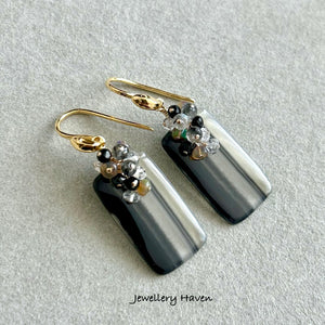 Banded agate cluster earrings