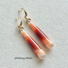 Load image into Gallery viewer, Red banded agate earrings