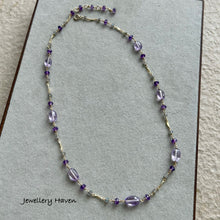 Load image into Gallery viewer, Pink amethyst, amethyst and labradorite necklace
