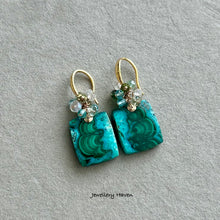 Load image into Gallery viewer, Chrysocolla malachite earrings