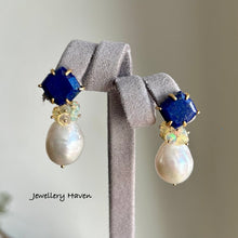 Load image into Gallery viewer, Lapis lazuli studs and Edison pearl earrings (detachable)