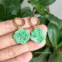 Load image into Gallery viewer, Certified apple green Type A Jadeite earrings