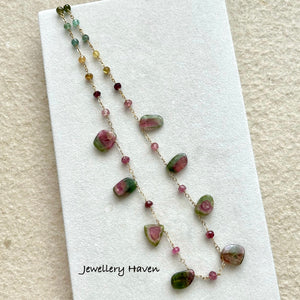 Watermelon tourmaline necklace