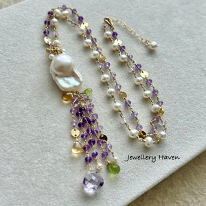 Summer wisteria baroque pearl necklace