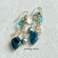 画像をギャラリービューアに読み込む, Teal moss kyanite earrings