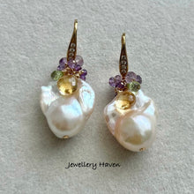 Load image into Gallery viewer, Summer wisteria baroque pearl earrings