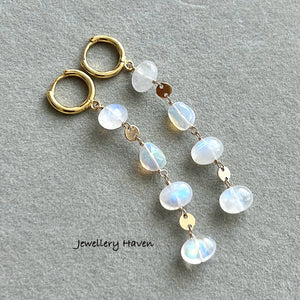 Rainbow moonstone earrings #1