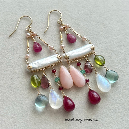 Fleur pearl chandelier earrings