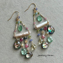 Load image into Gallery viewer, Abalone shell chandelier earrings