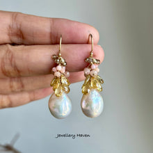 Charger l'image dans la galerie, Edison pearl, pink opal, champagne zircon earrings
