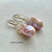 Charger l&#39;image dans la galerie, Blush lilac pink iridescence baroque pearl and moonstones earrings