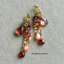 Load image into Gallery viewer, Red Schiller Oregon sunstone earrings