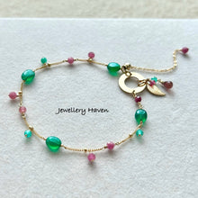 画像をギャラリービューアに読み込む, Green onyx and pink tourmaline bracelet