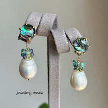 Load image into Gallery viewer, Edison pearl and abalone shell stud earrings (detachable dangle)