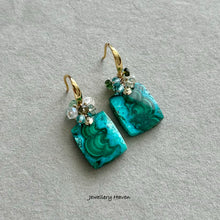 Load image into Gallery viewer, Chrysocolla malachite earrings