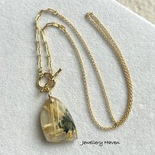 Load image into Gallery viewer, Golden rutilated quartz toggle necklace