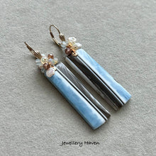Carica l&#39;immagine nel visualizzatore di Gallery, Owyhee blue opal, Ethiopian opal, pearl and aquamarine earrings