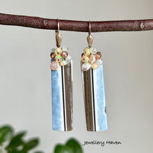 Carica l&#39;immagine nel visualizzatore di Gallery, Owyhee blue opal, Ethiopian opal, pearl and aquamarine earrings