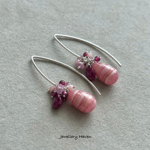 Load image into Gallery viewer, Rhodochrosite, ruby earrings (925 silver)
