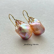 Load image into Gallery viewer, Metallic iridescent baroque pearl earrings #1