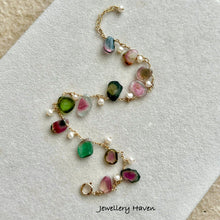 Charger l&#39;image dans la galerie, Watermelon tourmaline and pearl bracelet