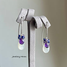 Load image into Gallery viewer, White moonstone, amethyst earrings (925 silver)