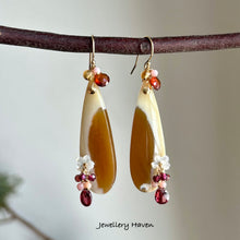 Load image into Gallery viewer, Opal petrified wood earrings